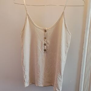 Elegant Beige Button-Down Tank Top